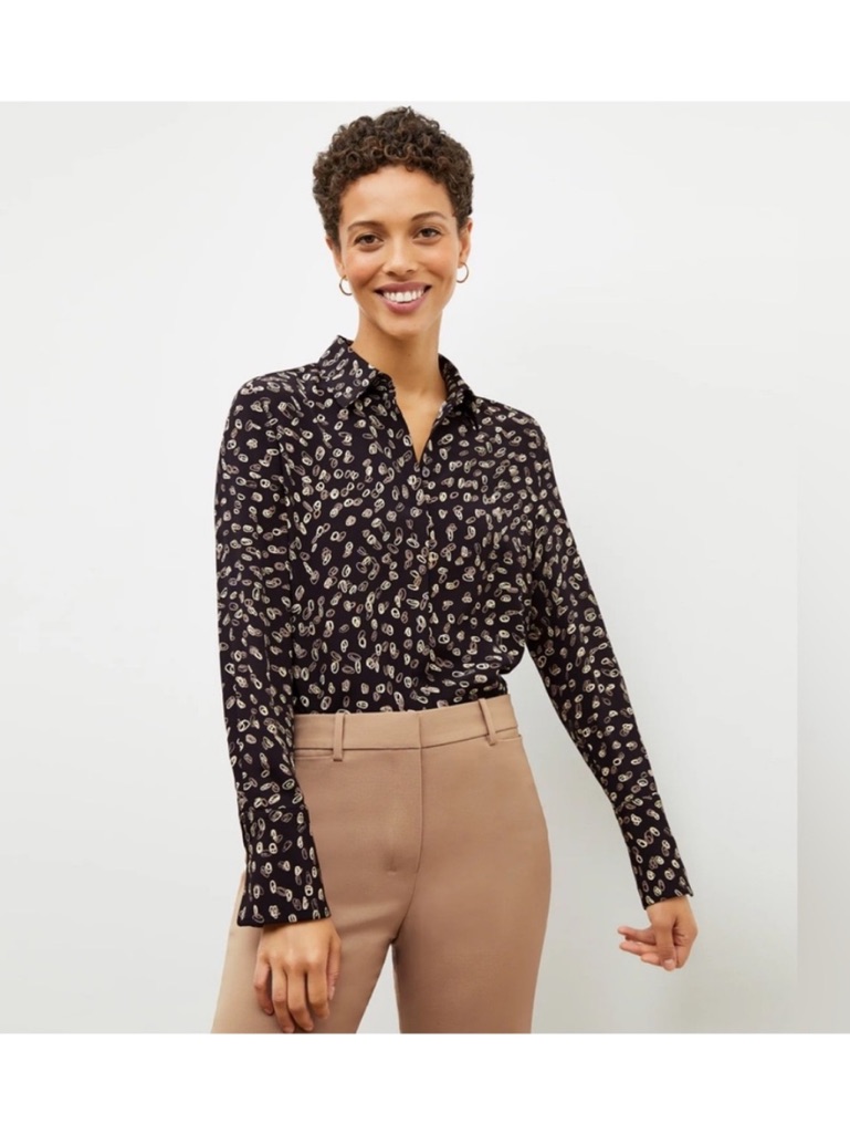 Mm Lafleur The Tatum Top Washable Silk Spin Dot Print Size Xs